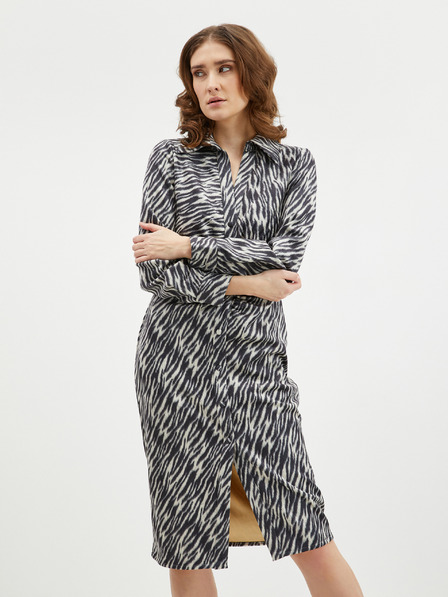 Orsay Rochie cămașă de damă, de culoare bej-negru, cu model, cu finisaj de