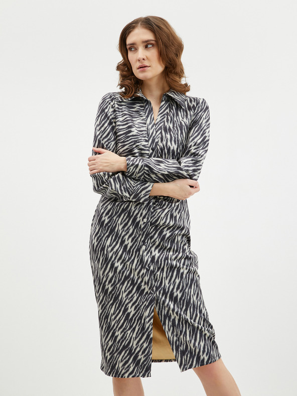 Orsay Rochie cămașă de damă, de culoare bej-negru, cu model, cu finisaj de