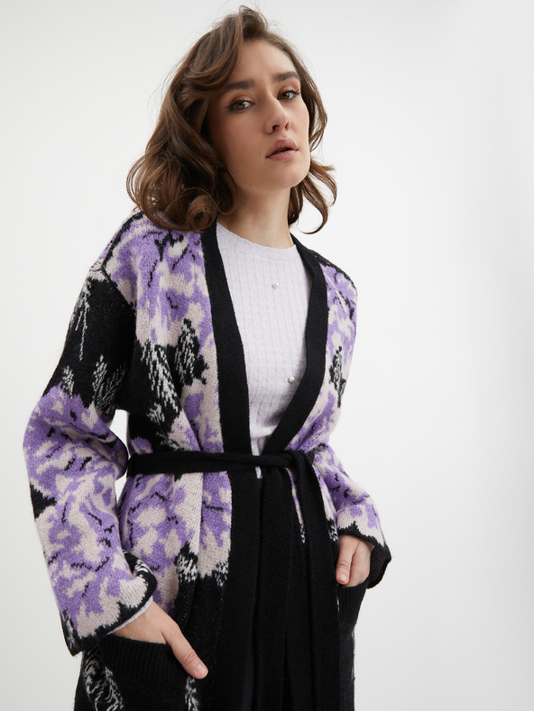 Orsay Cardigan floral de damă negru-violet ORSAY