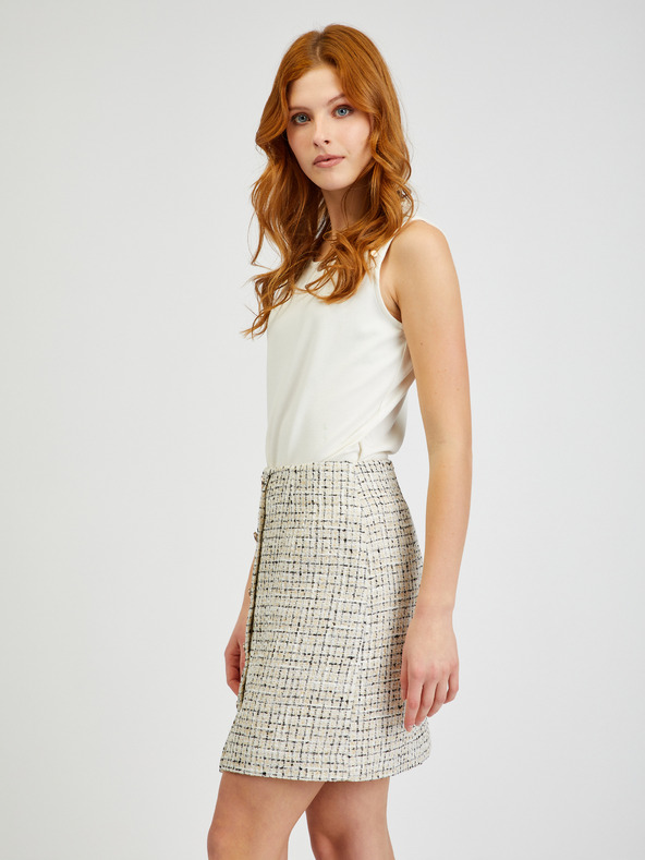 Orsay Fustă de damă bej din tweed ORSAY