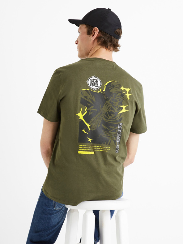 Celio Tricou verde din bumbac pentru bărbați Celio Dragon Ball Z