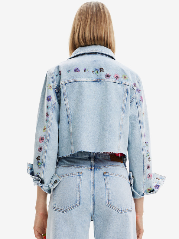 Desigual Jachetă din denim pentru femei Desigual Soho albastru deschis