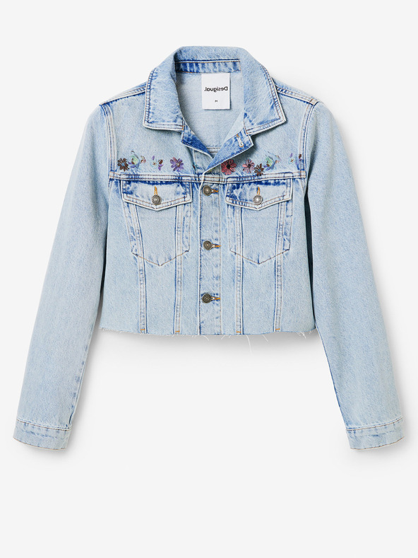 Desigual Jachetă din denim pentru femei Desigual Soho albastru deschis