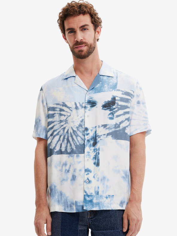 Desigual Cămașă cu model Desigual Fresia albă pentru bărbați