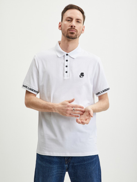 Karl Lagerfeld Tricou polo alb pentru bărbați KARL LAGERFELD