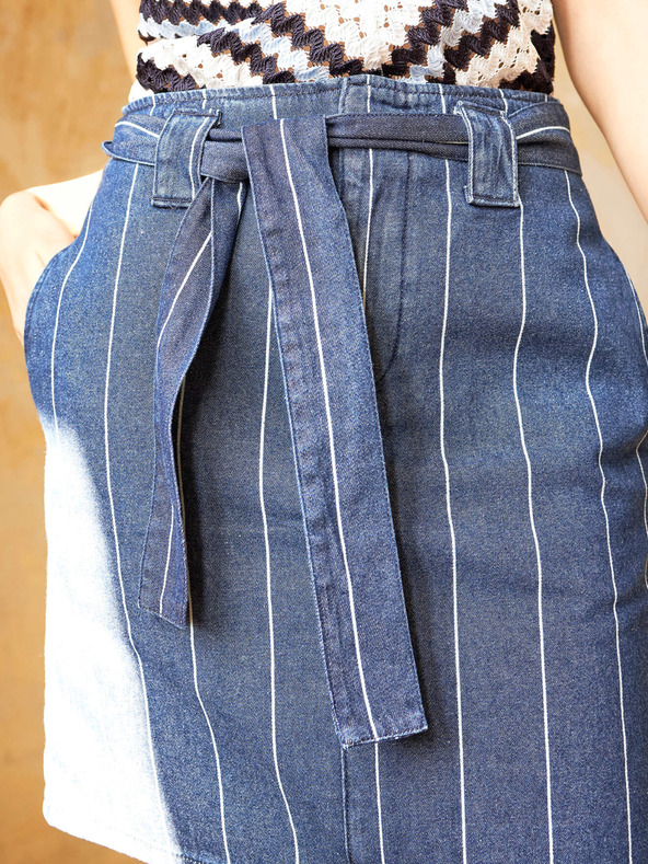 Orsay Fustă din denim albastră cu dungi și cu șnur ORSAY