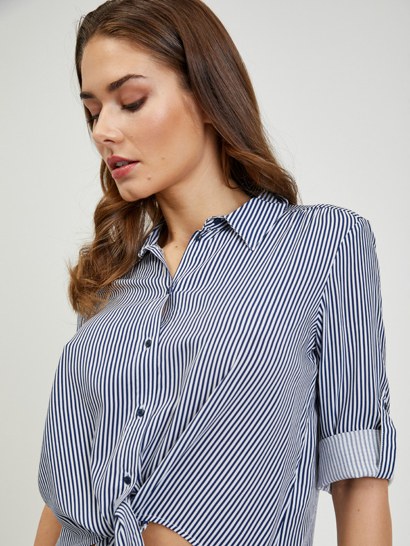 Orsay Cămașă de damă în dungi alb-albastru cu nod ORSAY