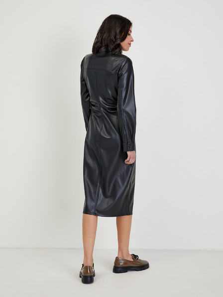 Orsay Rochie midi de damă neagră din imitație de piele ORSAY