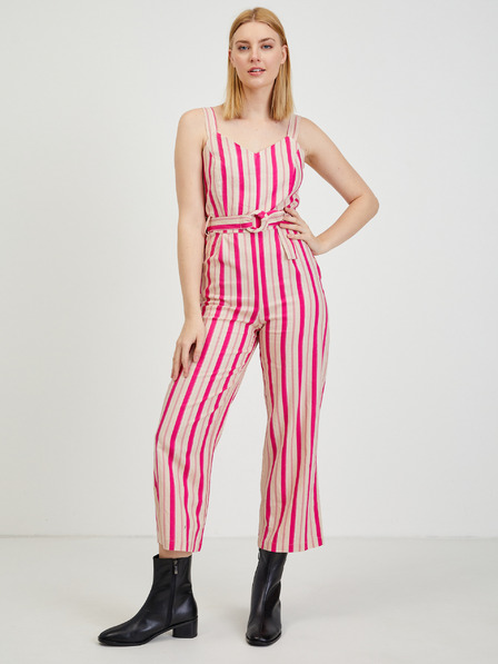 Orsay Salopetă de in bej-roz pentru femei ORSAY