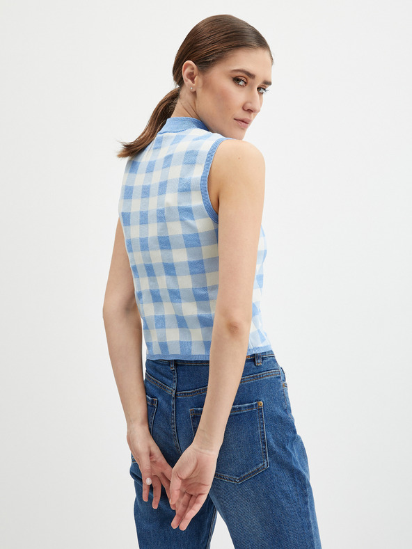 Orsay Top de damă în carouri alb-albastru ORSAY