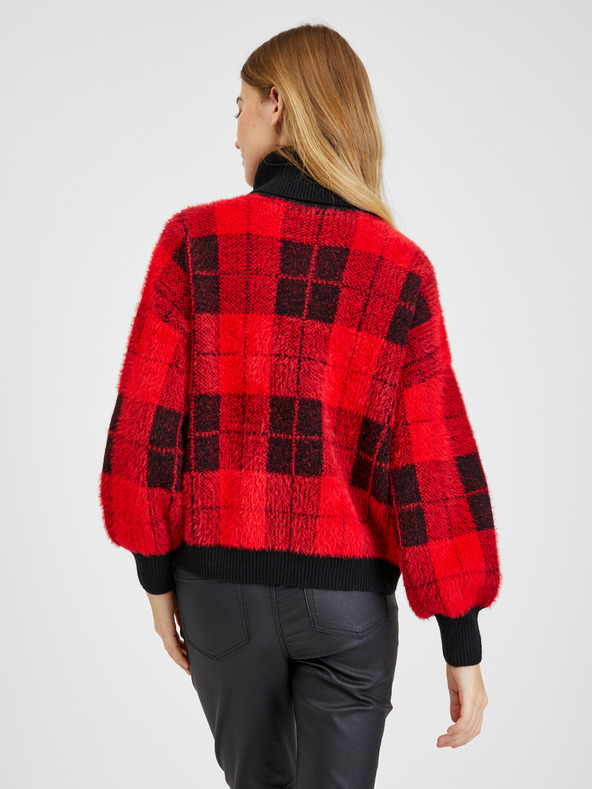 Orsay Pulover de damă în carouri negru-roșu ORSAY