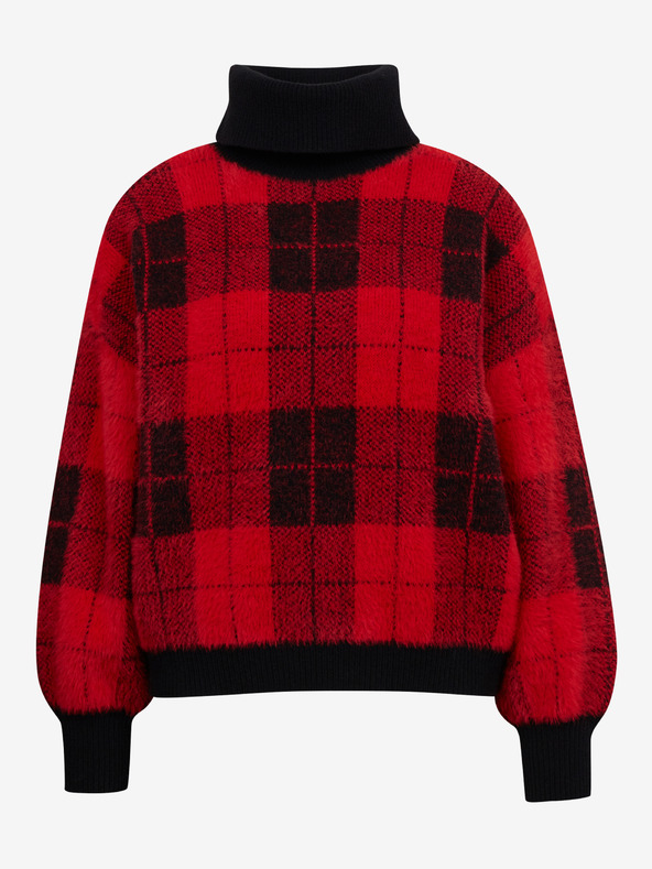 Orsay Pulover de damă în carouri negru-roșu ORSAY