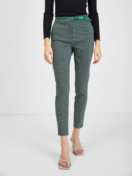 Orsay Pantaloni de damă cu model negru-verde ORSAY