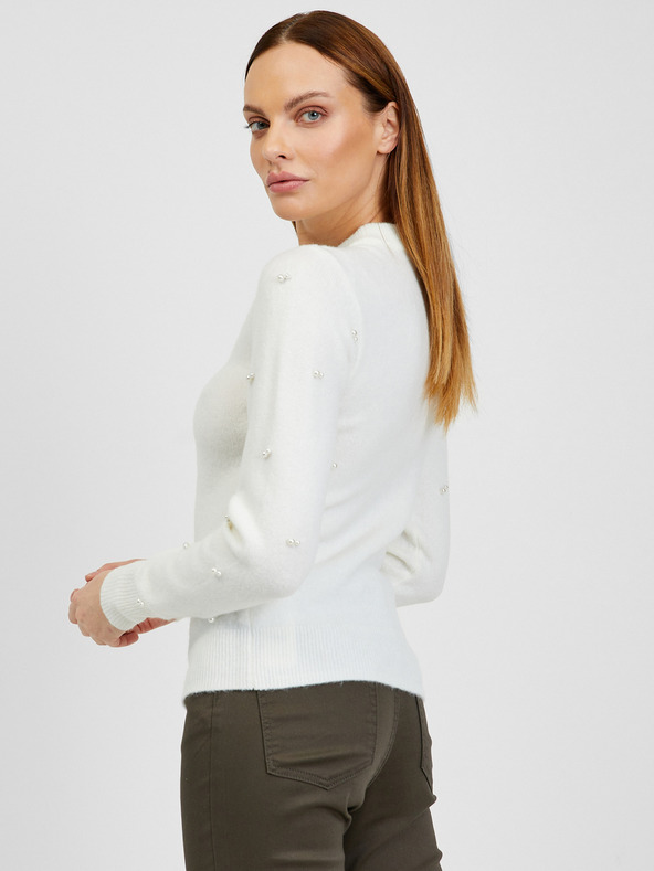 Orsay Pulover de damă alb cu detalii decorative ORSAY