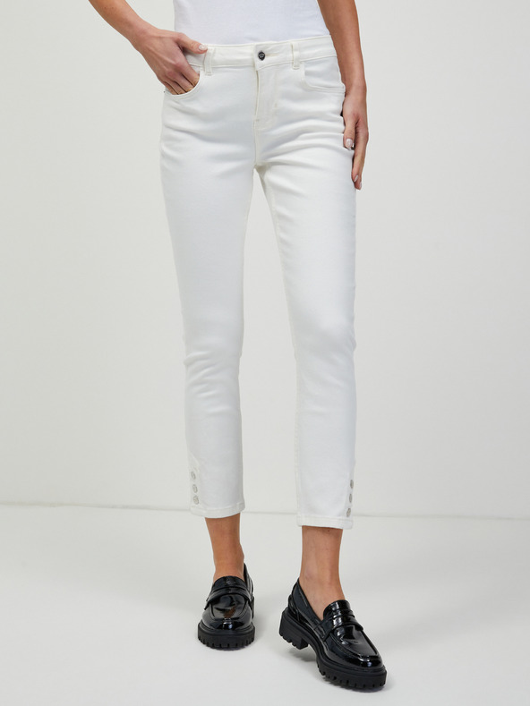 Orsay Blugi albi skinny trei sferturi ORSAY