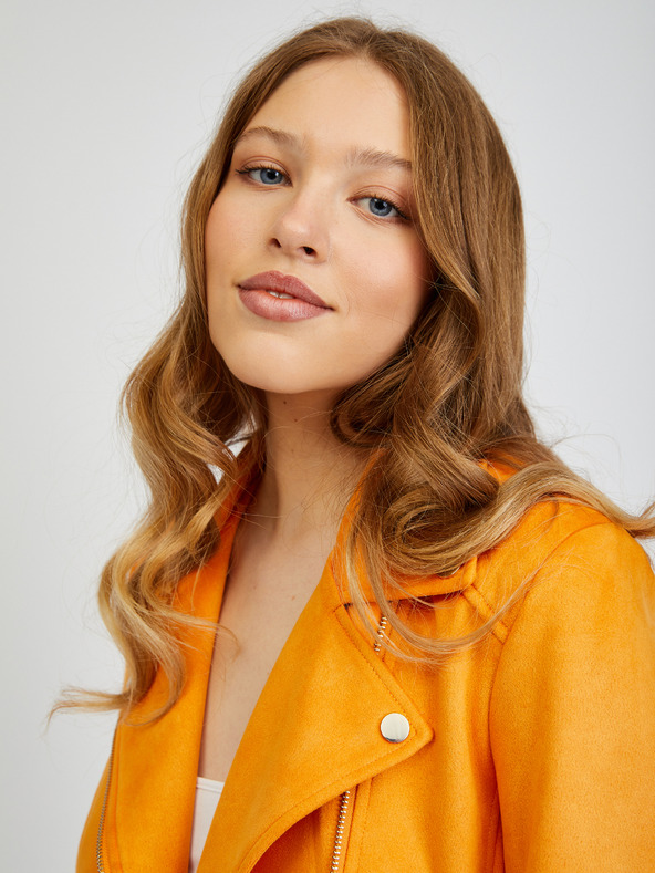 Orsay Jachetă imitație de piele portocalie pentru femei ORSAY