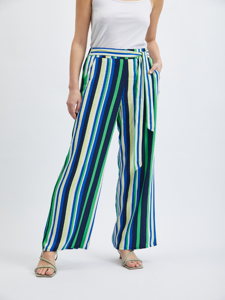 Orsay Pantaloni largi de damă în dungi verde-albastru ORSAY