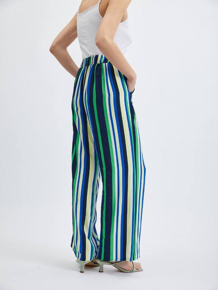 Orsay Pantaloni largi de damă în dungi verde-albastru ORSAY