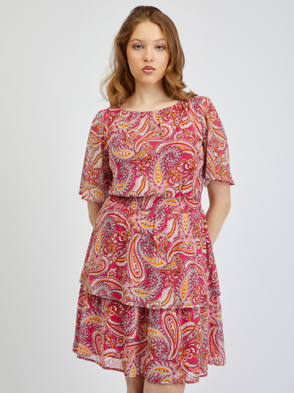 Orsay Rochie de damă cu model roșu-roz ORSAY