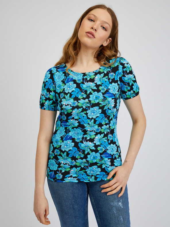 Orsay Tricou floral de damă albastru-negru ORSAY