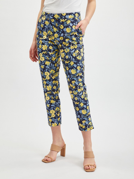 Orsay Pantaloni trei sferturi cu flori galben-albastru de damă ORSAY