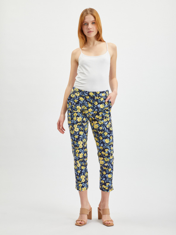 Orsay Pantaloni trei sferturi cu flori galben-albastru de damă ORSAY