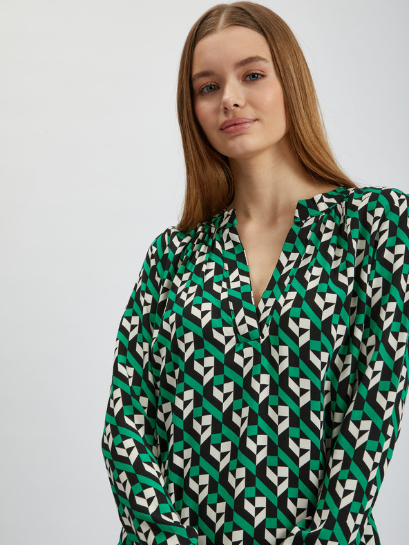 Orsay Bluză de damă cu model alb-verde ORSAY