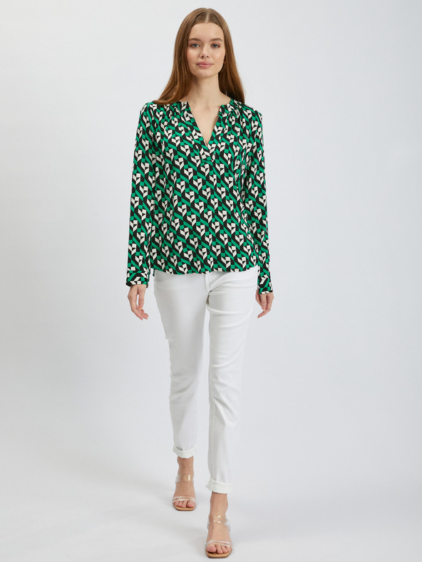 Orsay Bluză de damă cu model alb-verde ORSAY