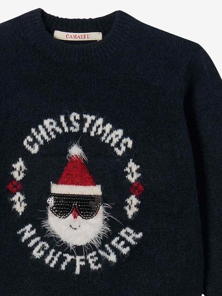 CAMAIEU Pulover albastru închis pentru fete cu motive de Crăciun CAMAIEU
