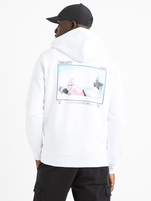 Celio Sweatshirt alb pentru bărbați cu imprimeu Celio Dragon Ball Super