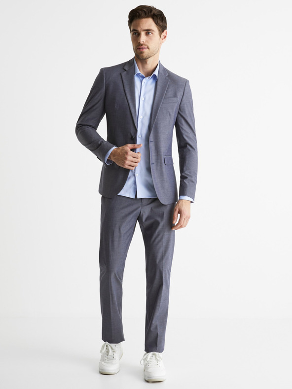 Celio Jachetă de costum slim fit albastru gri pentru bărbați Celio Buchambray