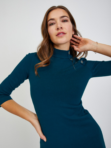 Orsay Rochie pulover de damă albastru închis cu nasturi decorativi ORSAY