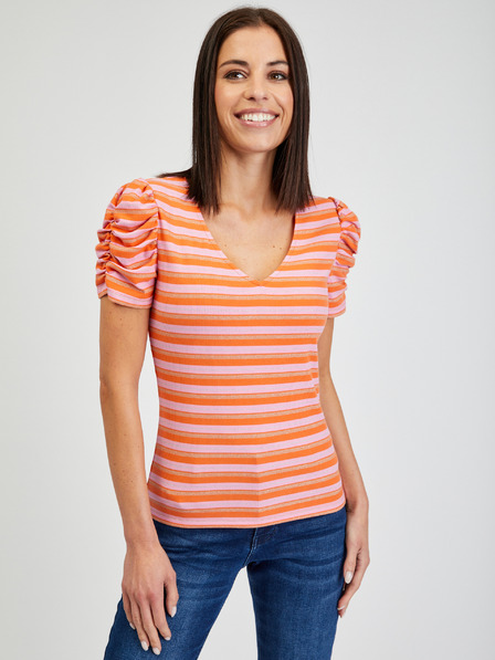 Orsay Tricou ORSAY cu dungi roz-portocaliu de damă