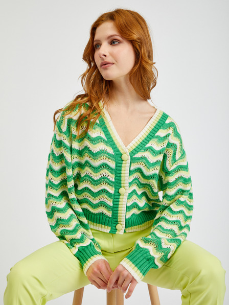 Orsay Cardigan cu dungi de damă verde ORSAY
