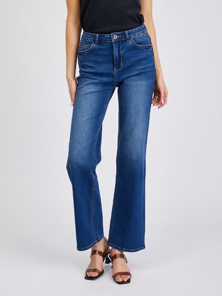 Orsay Blugi negru-albaștri pentru femei, model wide leg ORSAY
