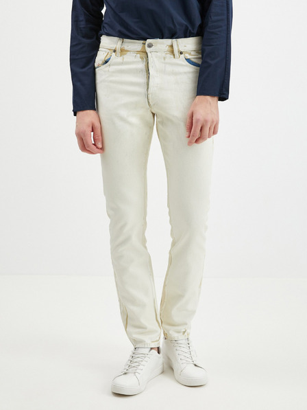 Diesel Blugi slim fit albi pentru bărbați cu detalii decorative Diesel