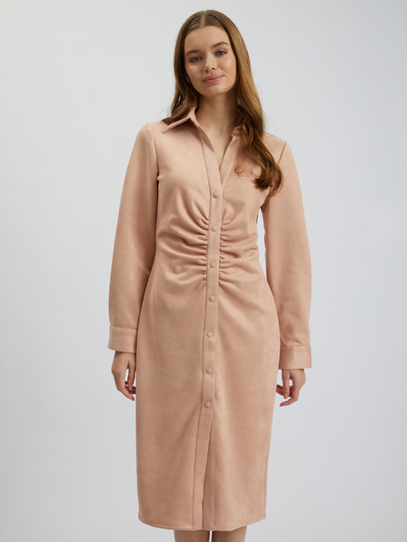 Orsay Rochie de damă roz deschis cu finisaj piele întoarsă ORSAY