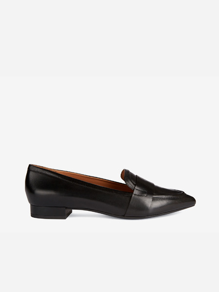 Geox Mocasini negri din piele cu toc jos pentru femei Geox