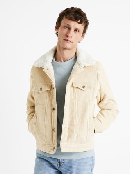 Celio Jachetă bărbătească bej din blană artificială Celio Cunewjoe