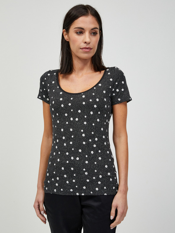 Orsay Tricou negru floral ORSAY