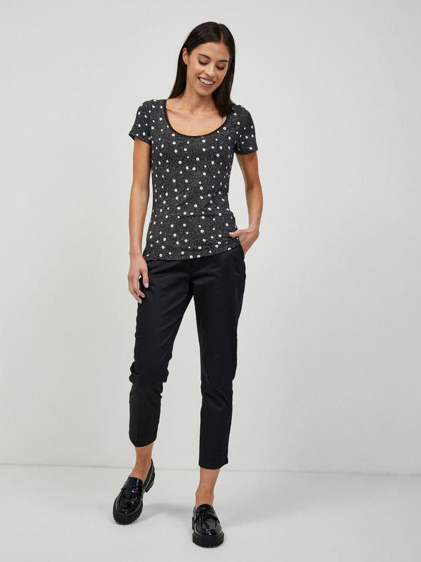 Orsay Tricou negru floral ORSAY