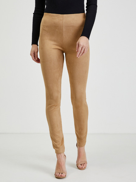 Orsay Pantaloni de damă maro deschis cu finisaj de piele întoarsă ORSAY