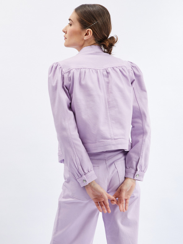 Orsay Jachetă de damă din denim violet deschis cu mâneci cu volane ORSAY