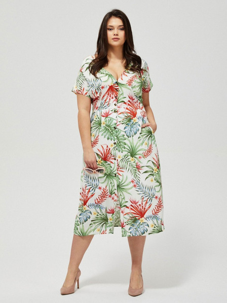Moodo Rochie de vară albă cu model tropical Moodo