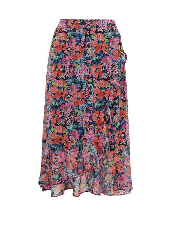 Orsay Fustă florală roșie și neagră ORSAY