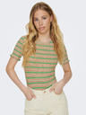 ONLY Tricou cu dungi verde și bej pentru femei ONLY Janie