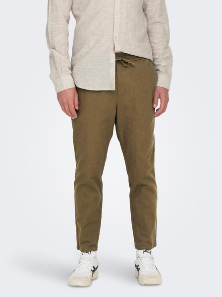 ONLY & SONS Pantaloni bărbătești maro din amestec de in ONLY & SONS Linus