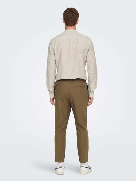 ONLY & SONS Pantaloni bărbătești maro din amestec de in ONLY & SONS Linus