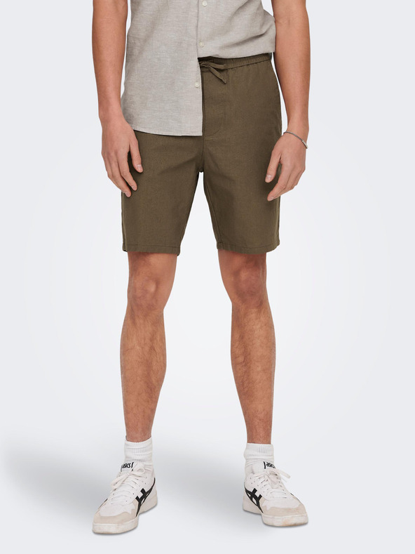 ONLY & SONS Pantaloni scurți din in maro pentru bărbați ONLY & SONS Linus