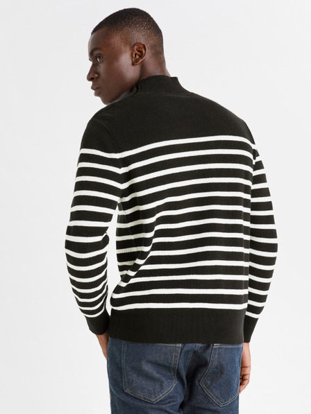 Celio Pulover bărbătesc negru cu dungi Celio Denerio